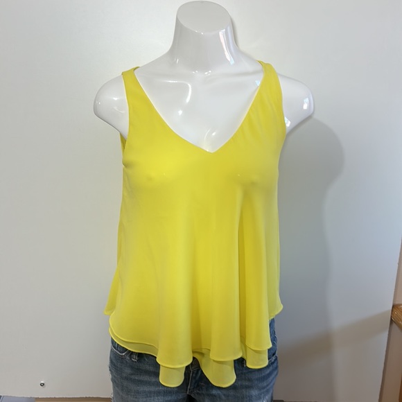 SANDRO FERRONE ROMA RUFFLED YELLOW SLEEVELESS TOP IN SMALL SIZE - Picture 3 of 5